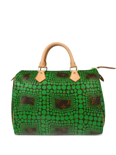 Pre-owned Louis Vuitton X Yayoi Kusama 2012 Speedy 30 Tote Bag In Green