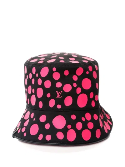 Pre-owned Louis Vuitton X Yayoi Kusama 2015-2025 Reversible Polka-dot Bucket Hat In Black