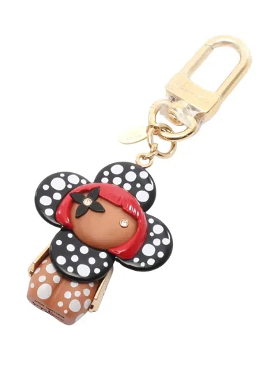 Pre-owned Louis Vuitton X Yayoi Kusama 2023 Infinity Dot Vivienne Key Ring In Black