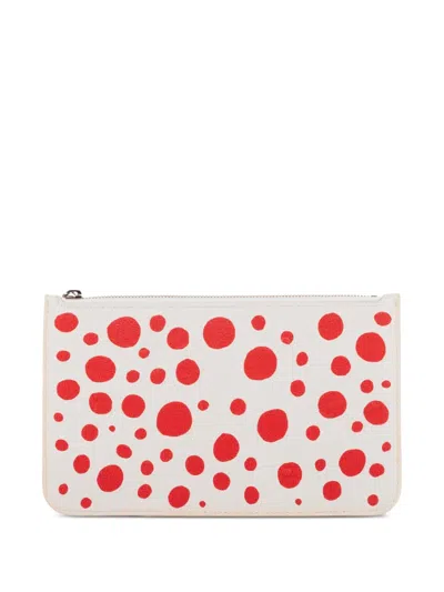 Pre-owned Louis Vuitton X Yayoi Kusama 2023 Infinity Dots Neverfull Clutch Bag In White