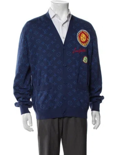 Pre-owned Louis Vuitton X Yayoi Kusama 2023 Lv Monogram Cardigan In Blue