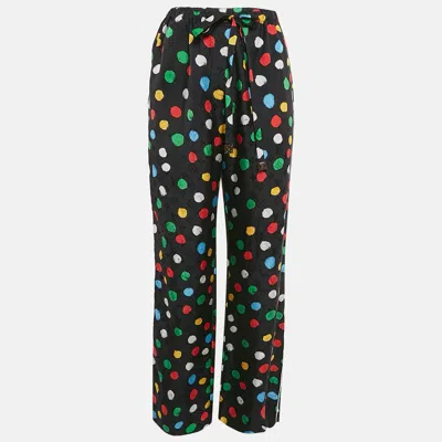 Pre-owned Louis Vuitton X Yayoi Kusama Black Paint Dot Print Silk Pajama Pants L