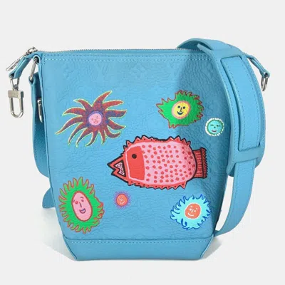 Pre-owned Louis Vuitton X Yayoi Kusama Faces Hobo Cruiser Pm Blue Monogram Taurillon Crossbody Shoulder Bag