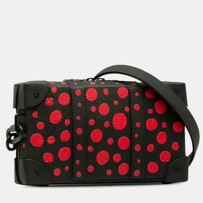 Pre-owned Louis Vuitton X Yayoi Kusama Monogram Dot Soft Trunk Wallet Lv Shoulder Bag Black Red Leather