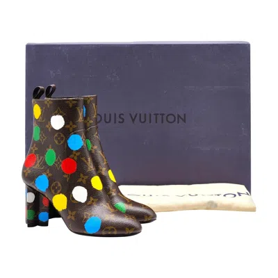 Pre-owned Louis Vuitton X Yayoi Kusama Monogram Dots Coated Ankle Boots Eu 36 Us 6 - Nwb In Black