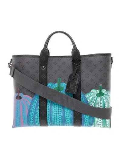 Pre-owned Louis Vuitton X Yayoi Kusama Monogram Eclipse Pumpkins Reverse Weekender Tote Gm 2023 In Gray