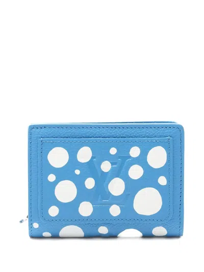 Pre-owned Louis Vuitton X Yayoi Kusama Monogram-empreinte Bi-fold Wallet In Blue