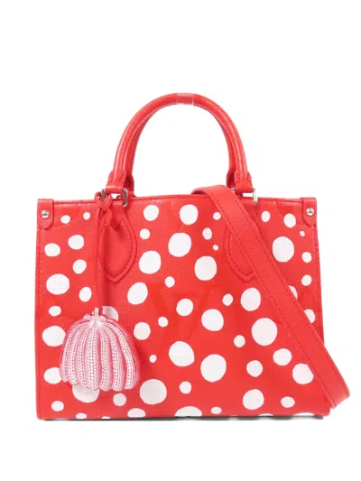 Pre-owned Louis Vuitton X Yayoi Kusama On The Go Pm Tote Bag In Red