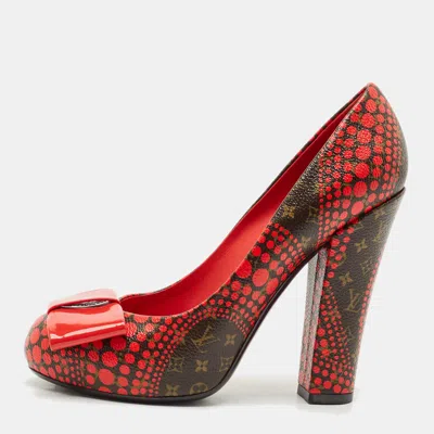 Pre-owned Louis Vuitton X Yayoi Kusama Red Polka Dot Monogram Canvas Platform Pumps Size 37