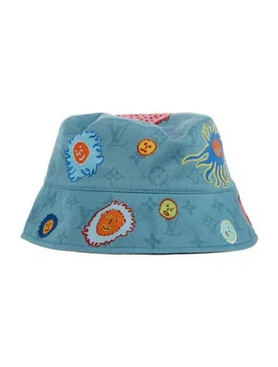 Pre-owned Louis Vuitton X Yayoi Kusama Reversible Bucket Hat In Blue