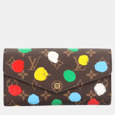 Pre-owned Louis Vuitton X Yayoi Kusama Sarah Nm Monogram Canvas Long Wallet In Brown