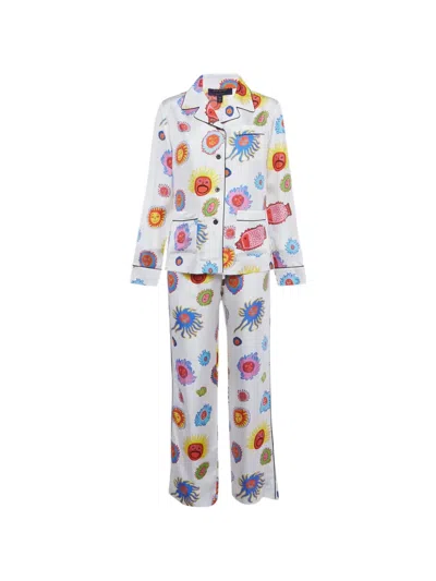 Pre-owned Louis Vuitton X Yayoi Kusama Silk Pajama Set In White