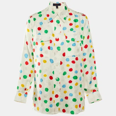 Pre-owned Louis Vuitton X Yayoi Kusama White Painted Dots Silk Shirt S