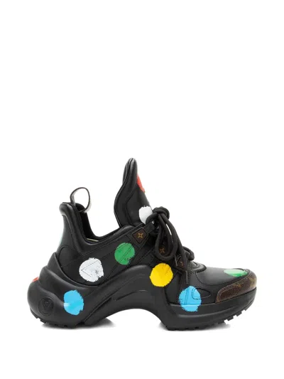 Pre-owned Louis Vuitton X Yk Dots Archlight Canvas Sneakers In Black
