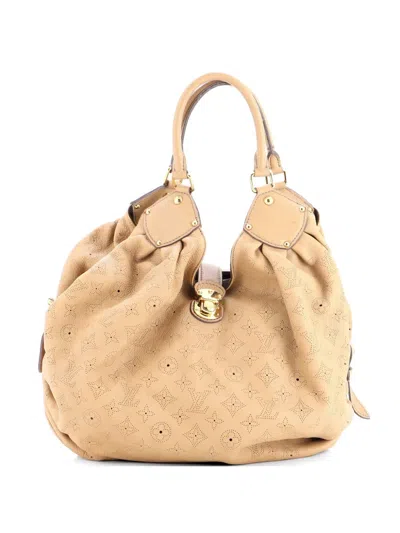 Pre-owned Louis Vuitton Xl Mahina Leather Hobo Bag In Neutral