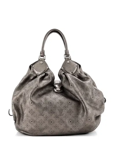Pre-owned Louis Vuitton Xl Mahina Leather Hobo Bag In Silver