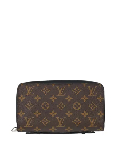 Pre-owned Louis Vuitton Xl Zippy Macassar Monogram Long Wallet In Brown