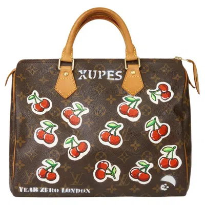 Pre-owned Louis Vuitton Xupes X Year Zero London Hand-painted Cherries Speedy 30 In Black