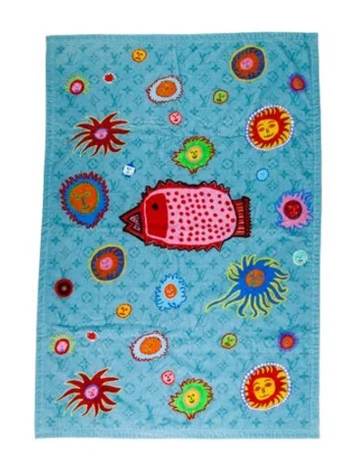Pre-owned Louis Vuitton Yayoi Kusama Faces Beach Towel In Blue