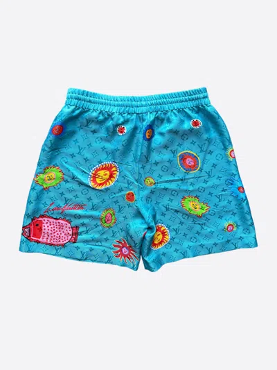 Pre-owned Louis Vuitton Yayoi Kusama Faces Monogram Silk Shorts In Blue