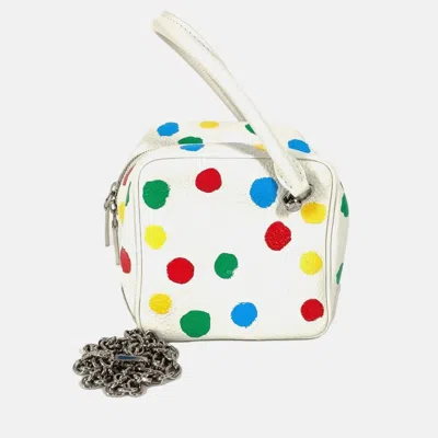 Pre-owned Louis Vuitton Yayoi Kusama Monogram Empreinte Square Bag Chain Handbag Leather White