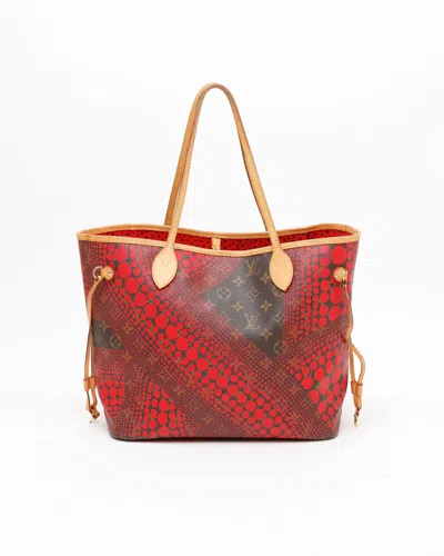 Pre-owned Louis Vuitton Yayoi Kusama Monogram Wave Neverfull Mm Tote Bag