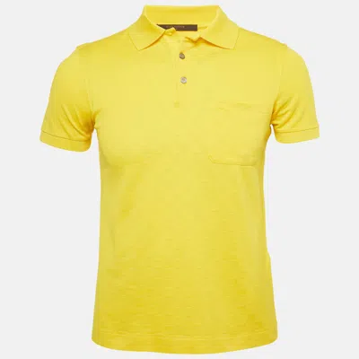 Pre-owned Louis Vuitton Yellow Damier Jacquard Knit Polo T-shirt Xs