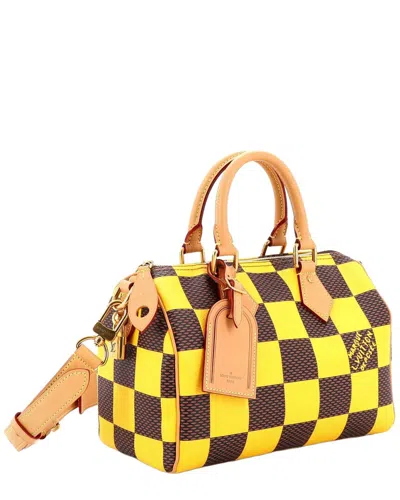 Pre-owned Louis Vuitton Yellow Damier Pop Speedy Bandouliere 25 (authentic Pre-loved)