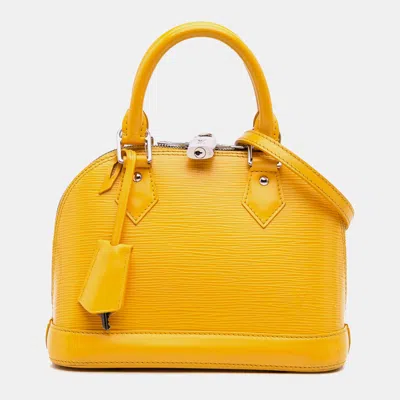Pre-owned Louis Vuitton Yellow Epi Alma Bb Bag