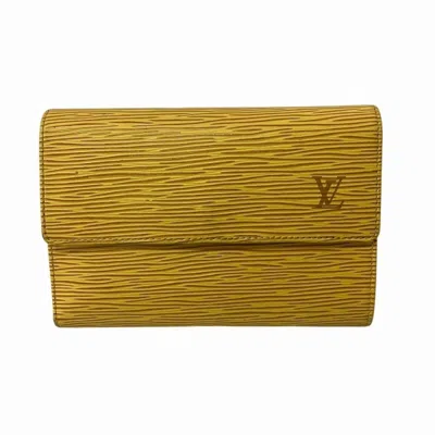 Pre-owned Louis Vuitton Yellow Epi Leather Long Wallet (tri-fold) ()