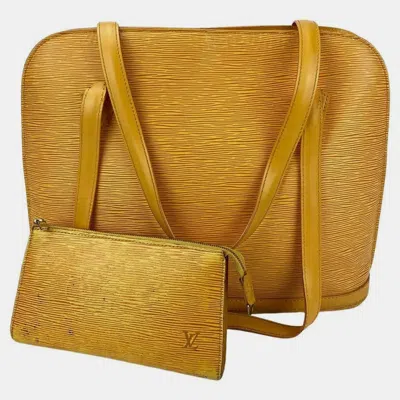 Pre-owned Louis Vuitton Yellow Epi Lussac Tote And Pochette