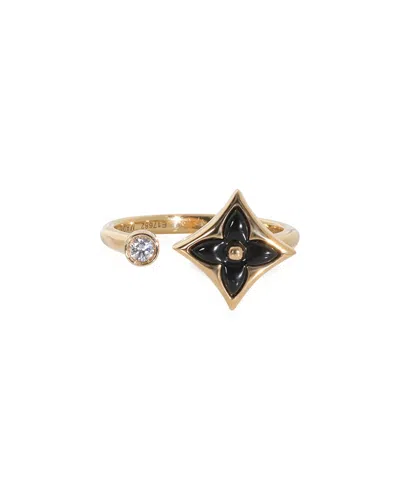 Louis Vuitton Yellow Gold Onyx & Diamond Color Blossom Mini Star Ring (authentic Pre-loved)