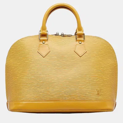 Pre-owned Louis Vuitton Yellow Leather Epi Alma Pm Satchels