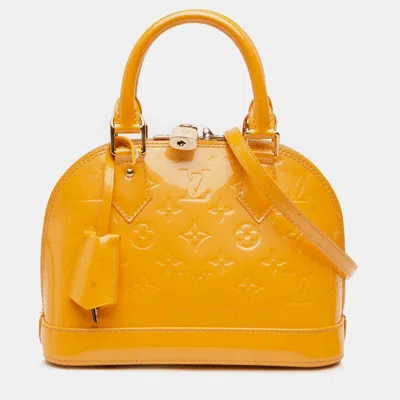 Pre-owned Louis Vuitton Yellow Monogram Vernis Alma Bb