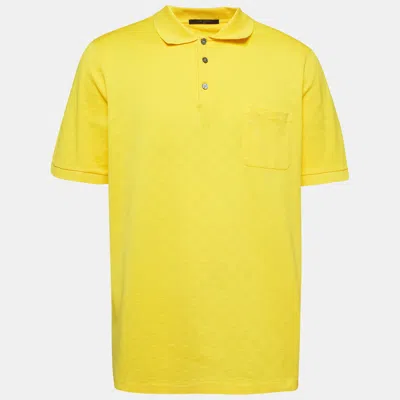 Pre-owned Louis Vuitton Yellow Patterned Cotton Knit Polo T-shirt 5l
