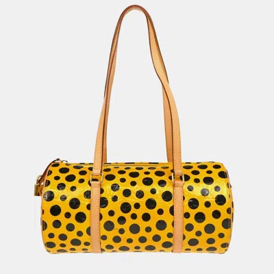 Pre-owned Louis Vuitton Yellow Vernis Dot Infinity Papillon Handbag In Black