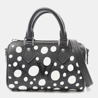 Pre-owned Louis Vuitton × Yk Nano Speedy Black/white Canvas Leather Shoulder Bag