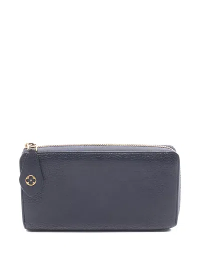 Pre-owned Louis Vuitton Zip-around Leather Wallet In Blue