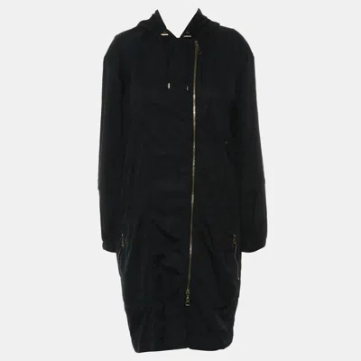 Pre-owned Louis Vuitton Zip Up Nylon Long Coat In Black