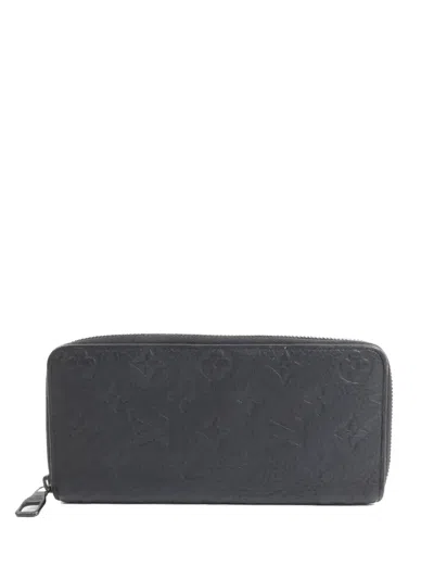 Pre-owned Louis Vuitton Zip-around Taurillon Monogram Wallet In Black