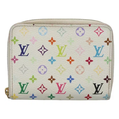 Pre-owned Louis Vuitton Zippy Coin Purse White Canvas Wallet  ()