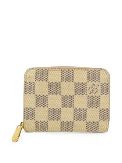 Pre-owned Louis Vuitton Zippy Damier Azur Wallet In White