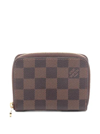 Pre-owned Louis Vuitton Zippy Damier Ebène Coin Purse In Brown