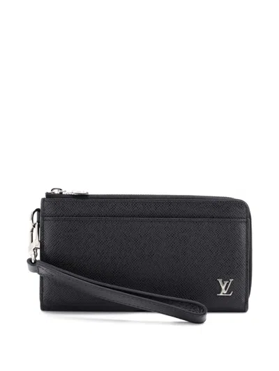 Pre-owned Louis Vuitton Zippy Dragonne Wallet Taiga Leather Small Wallets In Black