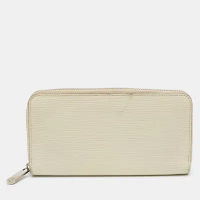 Pre-owned Louis Vuitton Zippy Ivorie Epi Leather Wallet In White