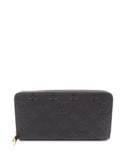 Pre-owned Louis Vuitton Zippy Leather Wallet In Black