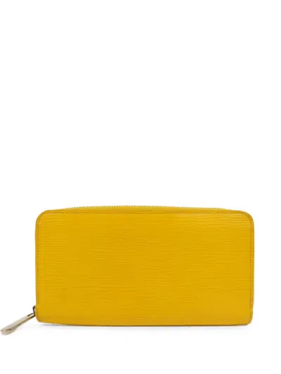 Pre-owned Louis Vuitton Zippy Long Calfskin Wallet In Yellow
