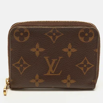 Pre-owned Louis Vuitton Zippy Monogram Canvas Coin Purse In Brown