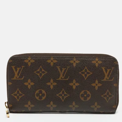 Pre-owned Louis Vuitton Zippy Monogram Canvas Wallet In Brown