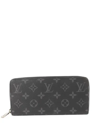 Pre-owned Louis Vuitton Zippy Monogram Eclipse Wallet In Black